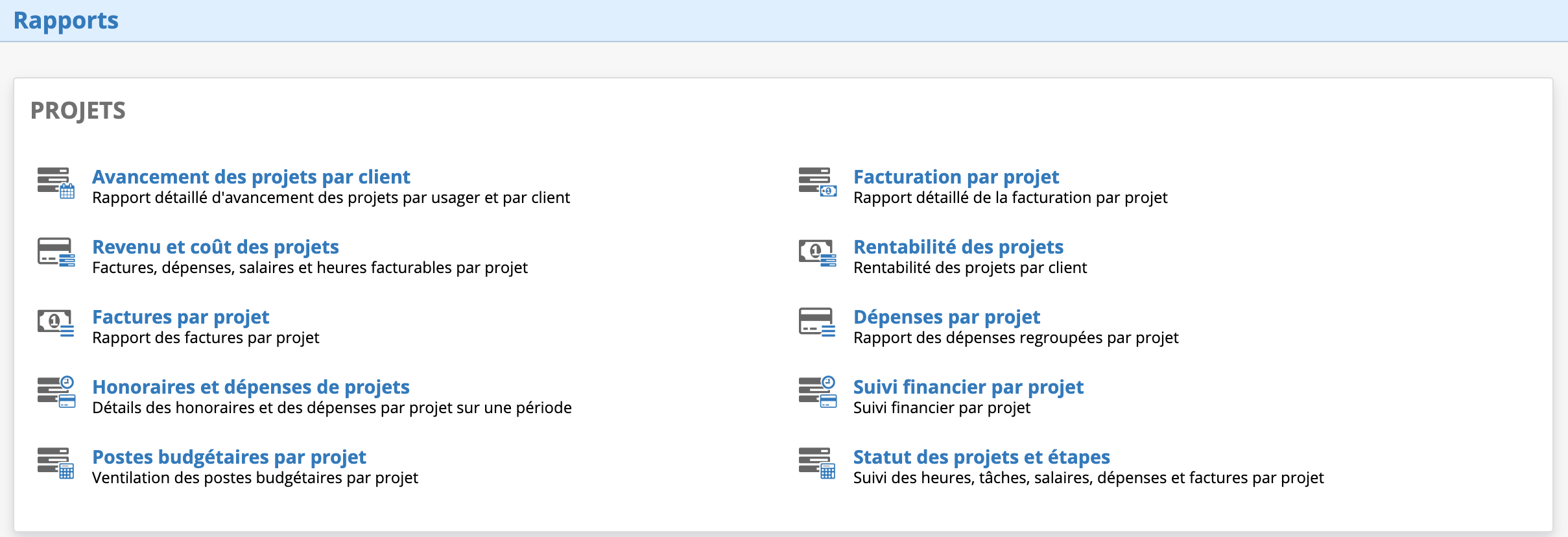 Rapports projets